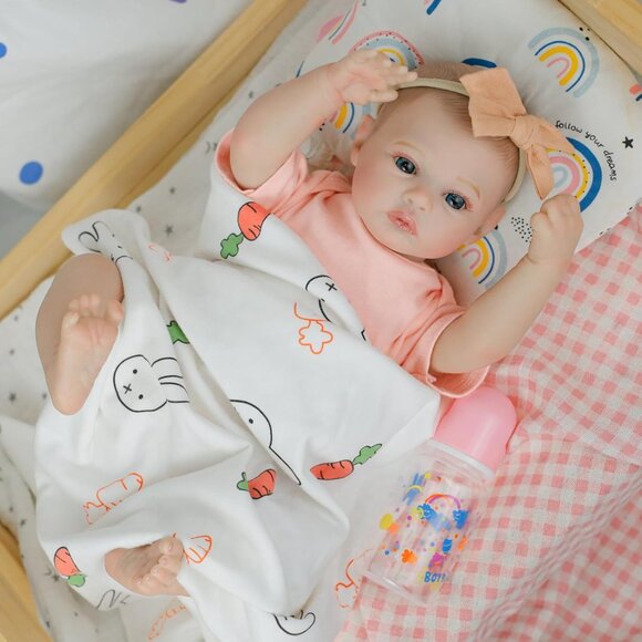 🆕18inch Realistic Full Vinyl Body Newborn Baby Dolls Girl Doll With Accessories - Picture 8 of 9